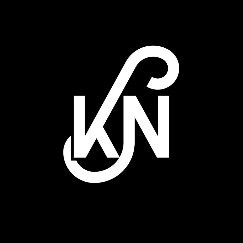 diseño de logotipo de letra kn sobre fondo negro. concepto de logotipo de letra de iniciales creativas kn. diseño de letras kn. kn diseño de letras blancas sobre fondo negro. kn, logotipo de kn vector