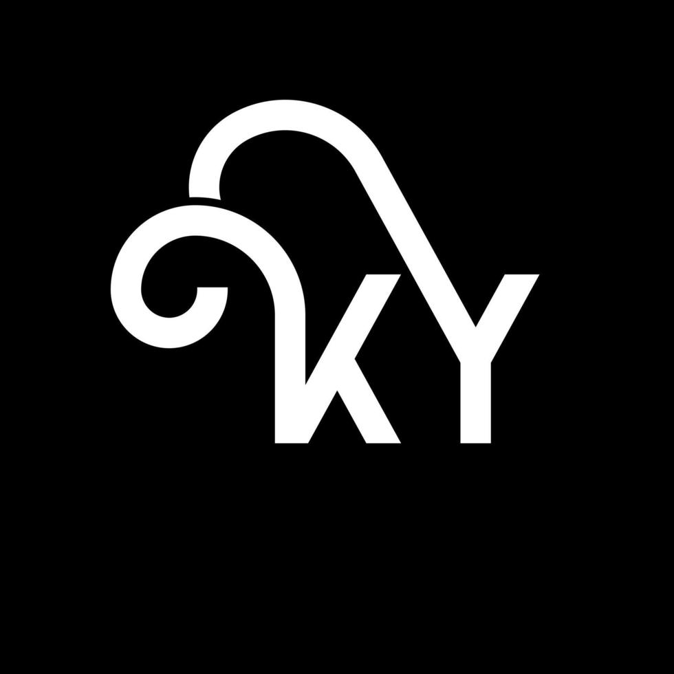 diseño del logotipo de la letra ky sobre fondo negro. concepto creativo del logotipo de la letra de las iniciales ky. diseño de letras ky. ky diseño de letras blancas sobre fondo negro. ky, logotipo de ky vector