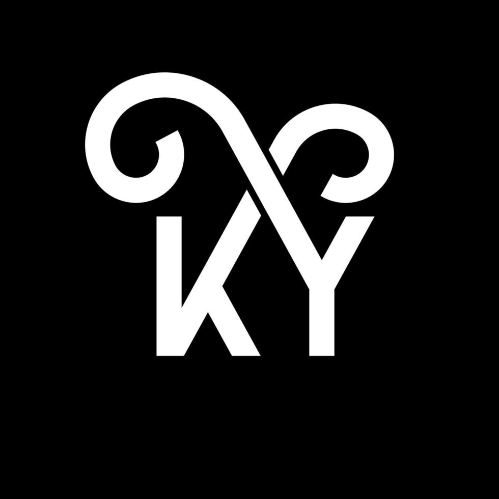 diseño del logotipo de la letra ky sobre fondo negro. concepto creativo del logotipo de la letra de las iniciales ky. diseño de letras ky. ky diseño de letras blancas sobre fondo negro. ky, logotipo de ky vector