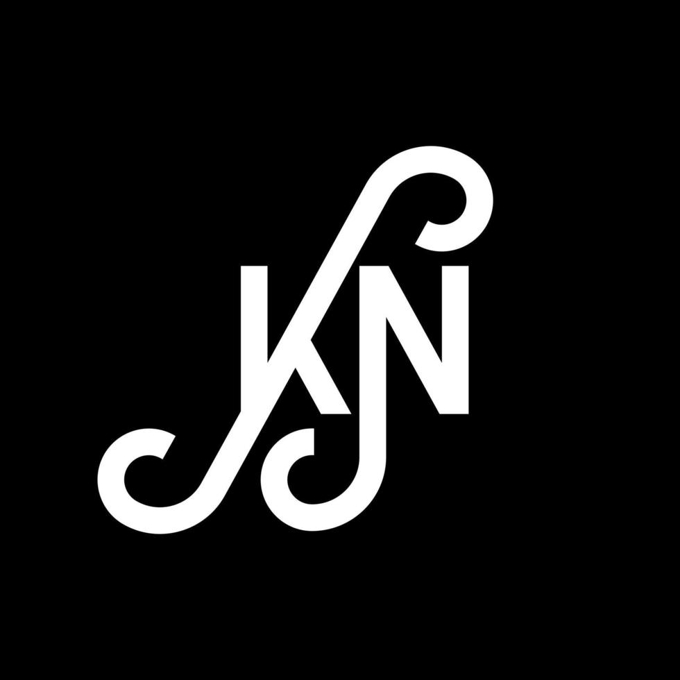 diseño de logotipo de letra kn sobre fondo negro. concepto de logotipo de letra de iniciales creativas kn. diseño de letras kn. kn diseño de letras blancas sobre fondo negro. kn, logotipo de kn vector