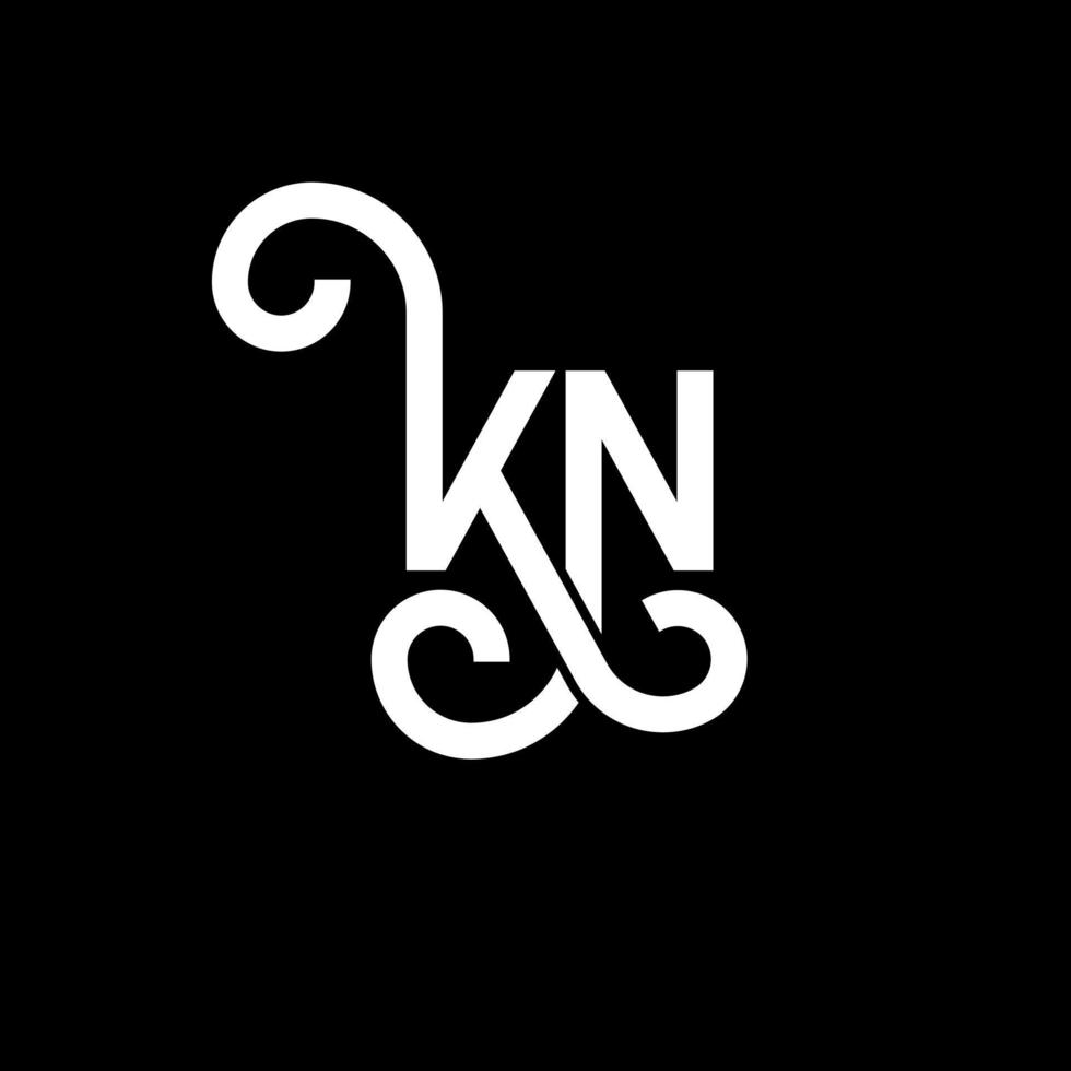 diseño de logotipo de letra kn sobre fondo negro. concepto de logotipo de letra de iniciales creativas kn. diseño de letras kn. kn diseño de letras blancas sobre fondo negro. kn, logotipo de kn vector