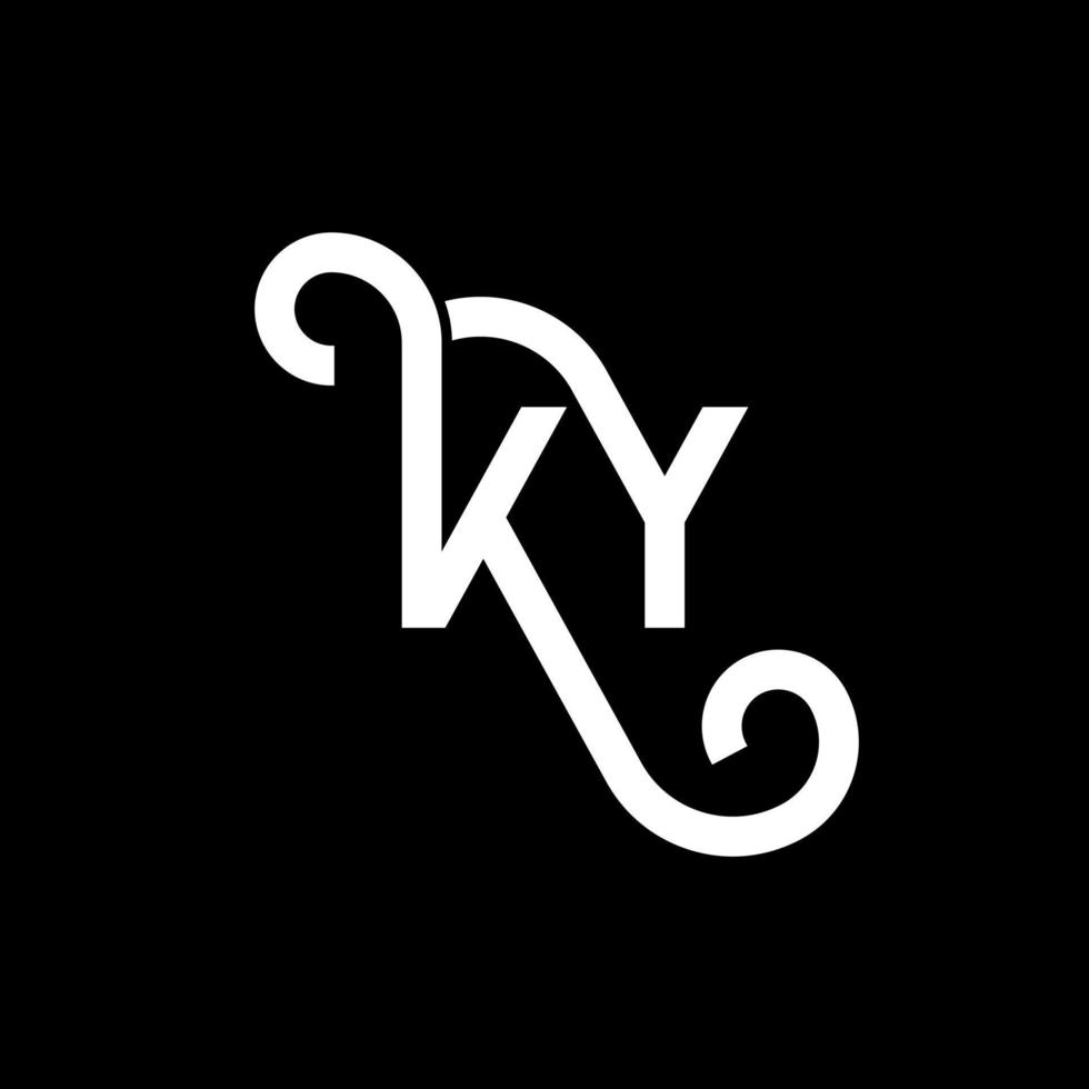 diseño del logotipo de la letra ky sobre fondo negro. concepto creativo del logotipo de la letra de las iniciales ky. diseño de letras ky. ky diseño de letras blancas sobre fondo negro. ky, logotipo de ky vector