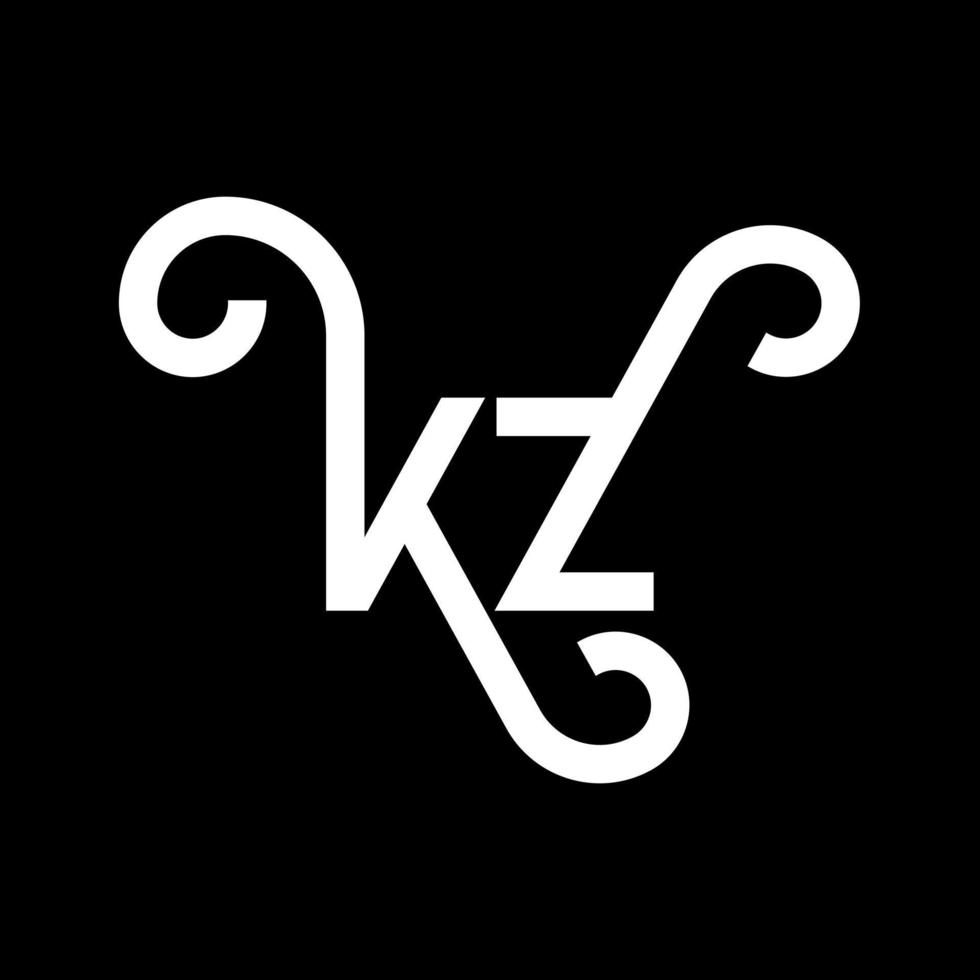 KZ Letter Logo Design. Initial letters KZ logo icon. Abstract letter KZ minimal logo design template. K Z letter design vector with black colors. kz logo