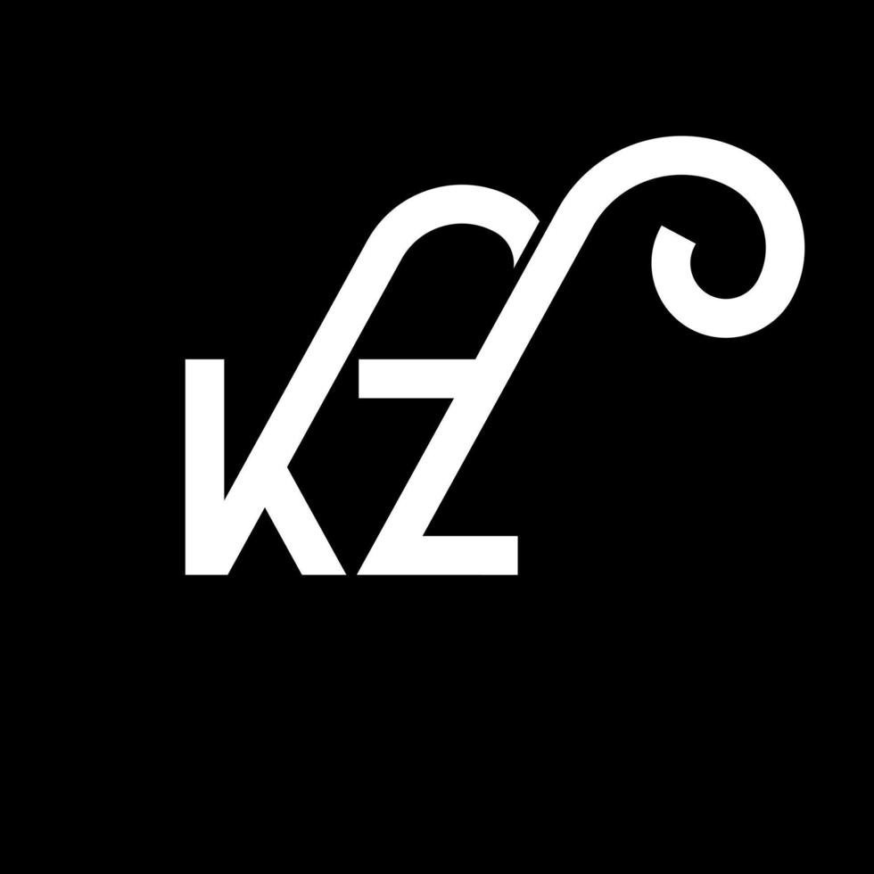 KZ Letter Logo Design. Initial letters KZ logo icon. Abstract letter KZ minimal logo design template. K Z letter design vector with black colors. kz logo