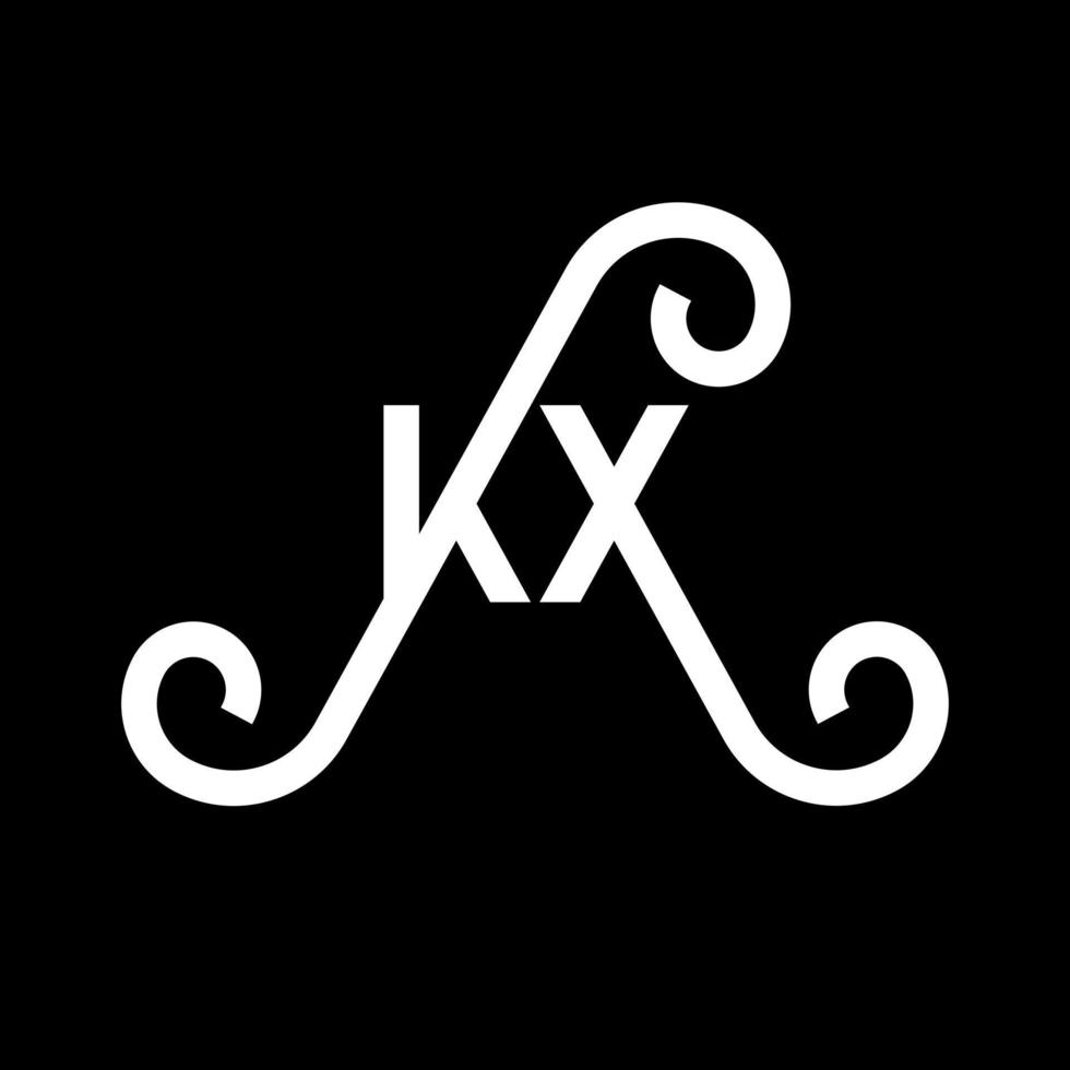 diseño del logotipo de la letra kx sobre fondo negro. concepto de logotipo de letra de iniciales creativas kx. diseño de letras kx. kx diseño de letras blancas sobre fondo negro. logotipo de kx, kx vector