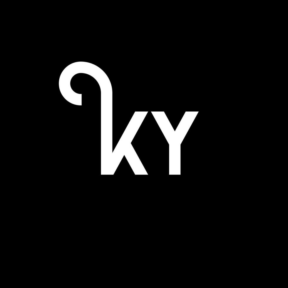 diseño del logotipo de la letra ky sobre fondo negro. concepto creativo del logotipo de la letra de las iniciales ky. diseño de letras ky. ky diseño de letras blancas sobre fondo negro. ky, logotipo de ky vector