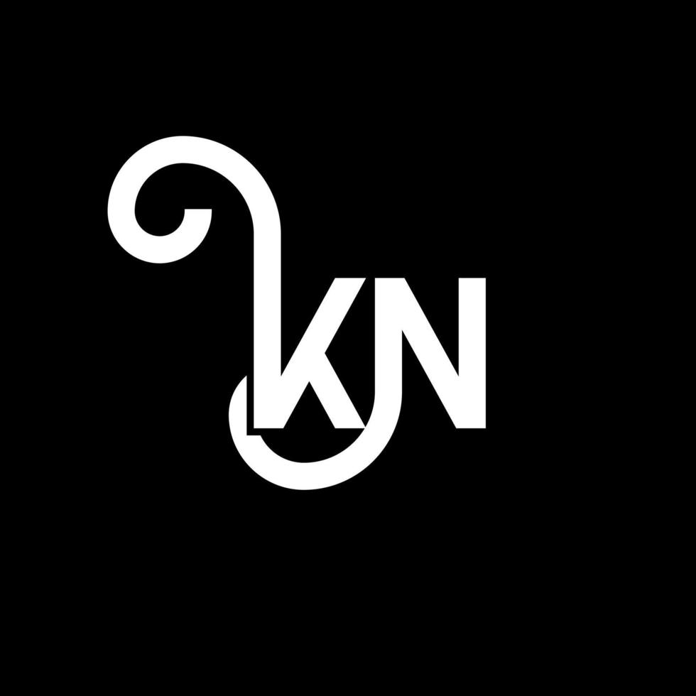 diseño de logotipo de letra kn sobre fondo negro. concepto de logotipo de letra de iniciales creativas kn. diseño de letras kn. kn diseño de letras blancas sobre fondo negro. kn, logotipo de kn vector