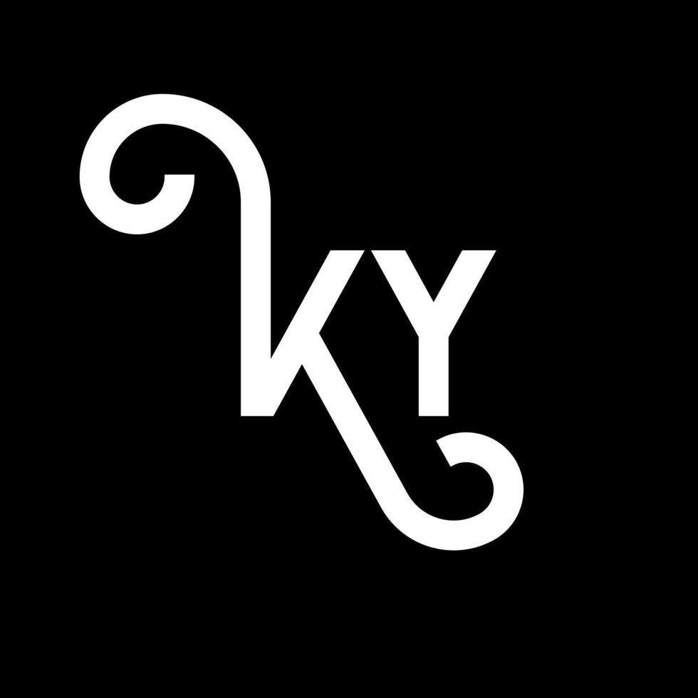 diseño del logotipo de la letra ky sobre fondo negro. concepto creativo del logotipo de la letra de las iniciales ky. diseño de letras ky. ky diseño de letras blancas sobre fondo negro. ky, logotipo de ky vector