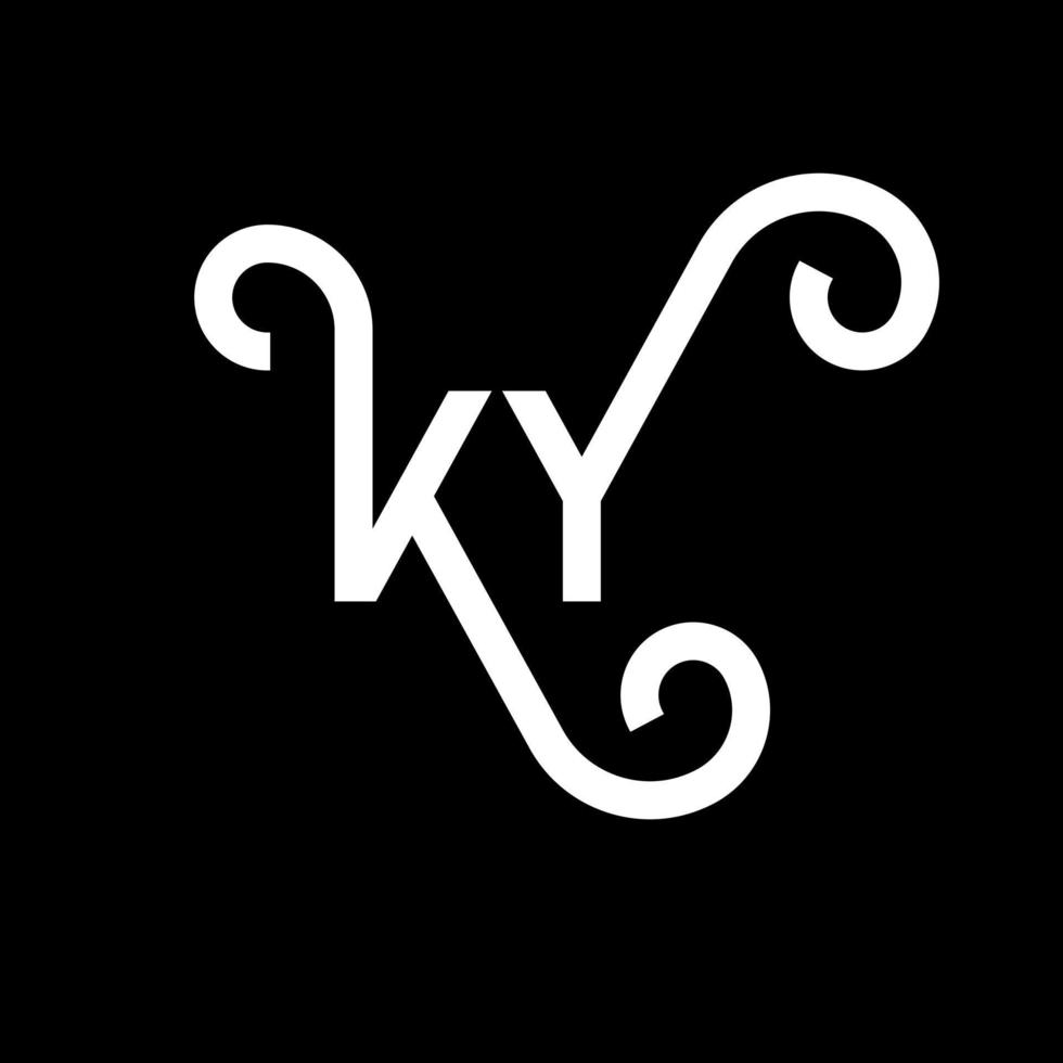 diseño del logotipo de la letra ky sobre fondo negro. concepto creativo del logotipo de la letra de las iniciales ky. diseño de letras ky. ky diseño de letras blancas sobre fondo negro. ky, logotipo de ky vector