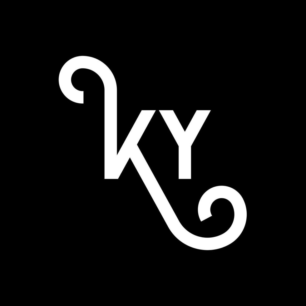 diseño del logotipo de la letra ky sobre fondo negro. concepto creativo del logotipo de la letra de las iniciales ky. diseño de letras ky. ky diseño de letras blancas sobre fondo negro. ky, logotipo de ky vector