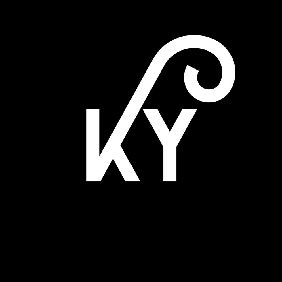 diseño del logotipo de la letra ky sobre fondo negro. concepto creativo del logotipo de la letra de las iniciales ky. diseño de letras ky. ky diseño de letras blancas sobre fondo negro. ky, logotipo de ky vector