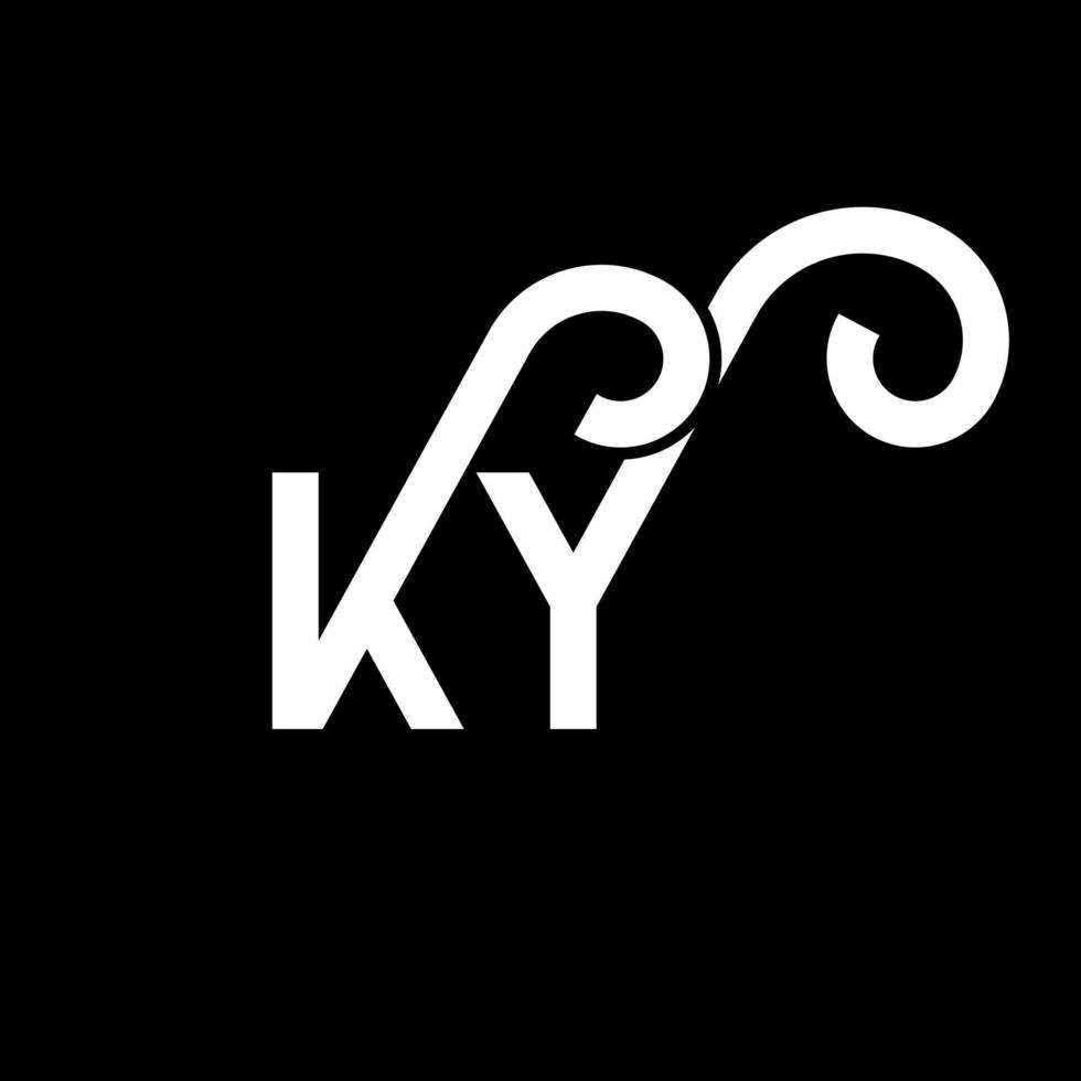 KY letter logo design on black background. KY creative initials letter logo concept. ky letter design. KY white letter design on black background. K Y, k y logo vector