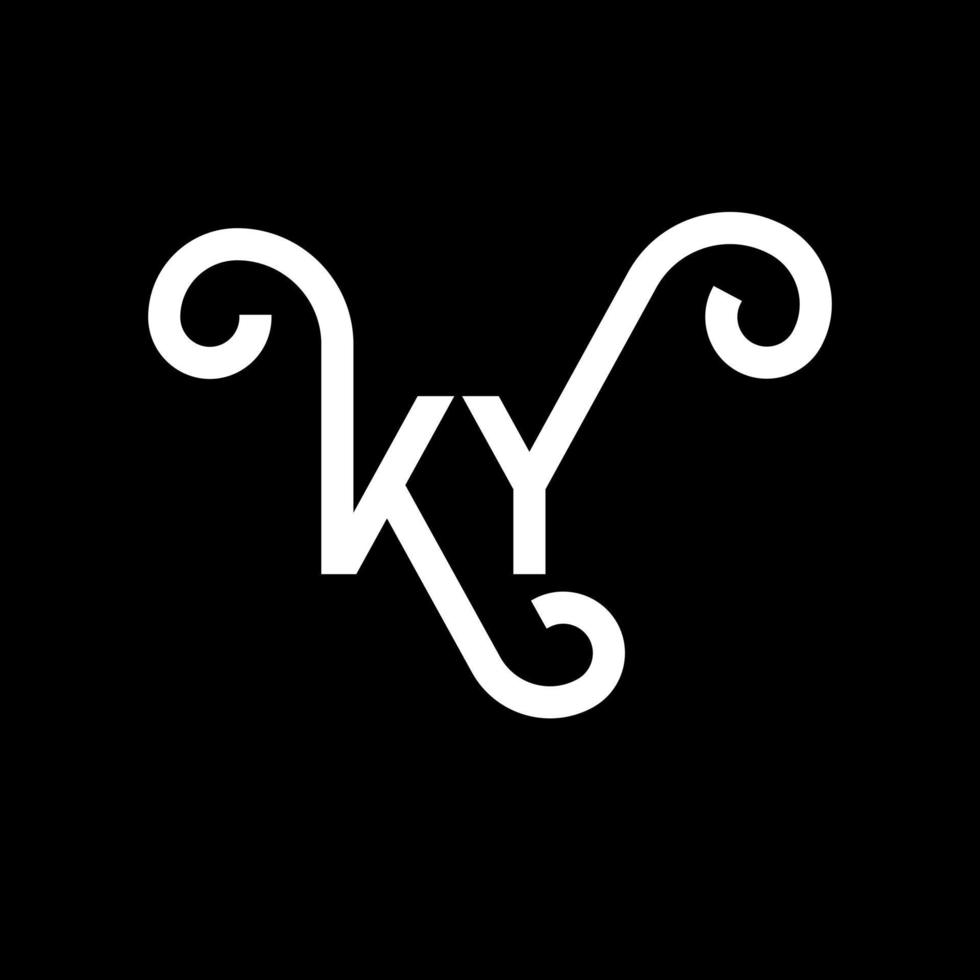 diseño del logotipo de la letra ky sobre fondo negro. concepto creativo del logotipo de la letra de las iniciales ky. diseño de letras ky. ky diseño de letras blancas sobre fondo negro. ky, logotipo de ky vector