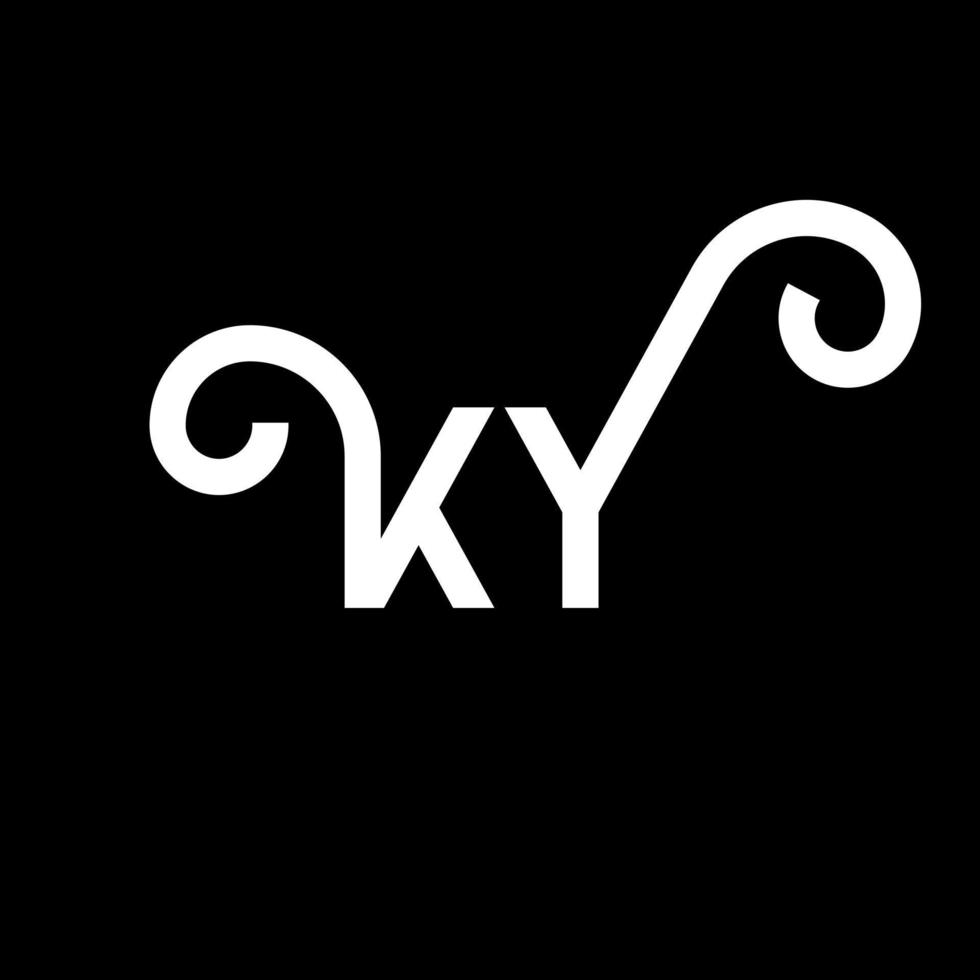 KY letter logo design on black background. KY creative initials letter logo concept. ky letter design. KY white letter design on black background. K Y, k y logo vector