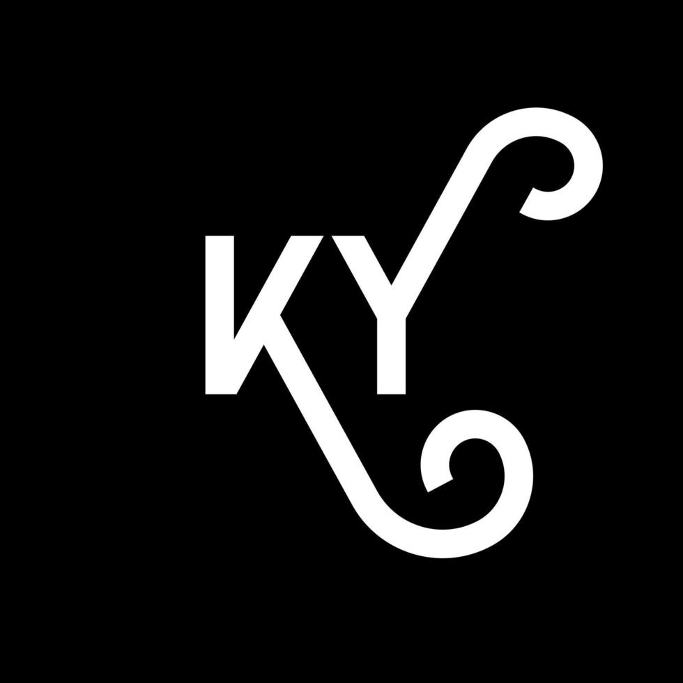 diseño del logotipo de la letra ky sobre fondo negro. concepto creativo del logotipo de la letra de las iniciales ky. diseño de letras ky. ky diseño de letras blancas sobre fondo negro. ky, logotipo de ky vector