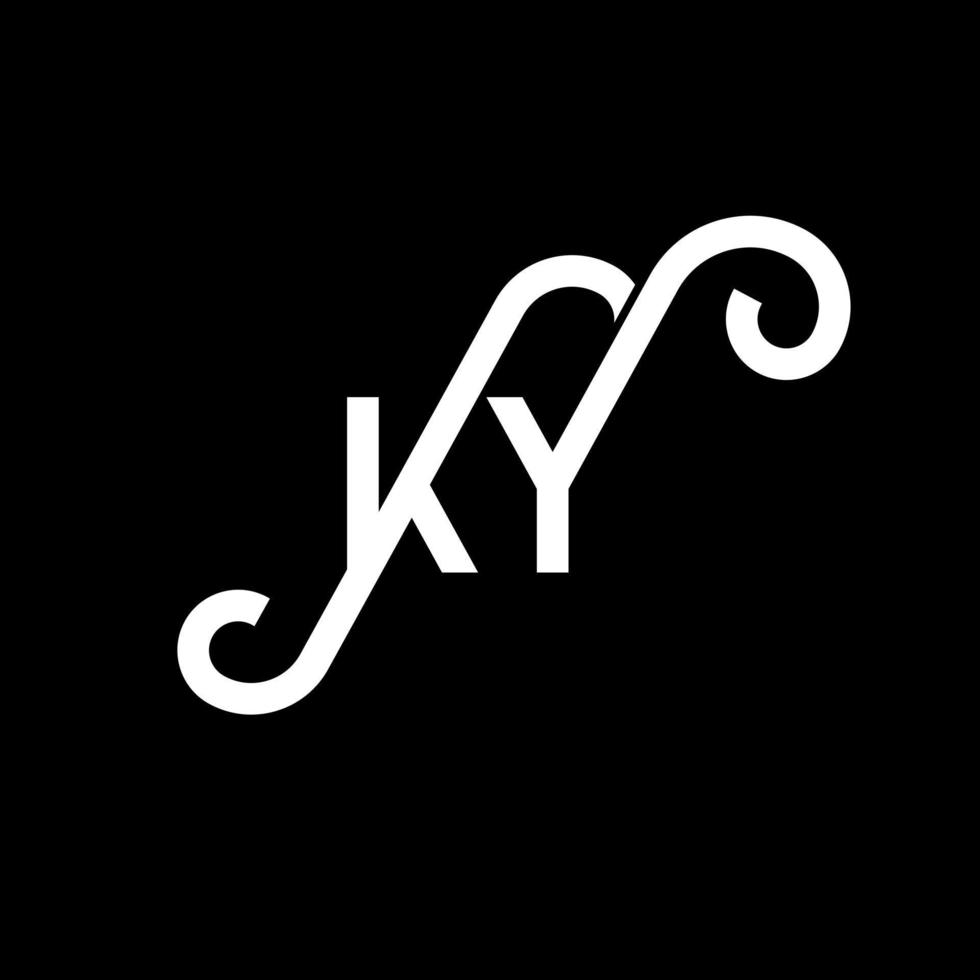 diseño del logotipo de la letra ky sobre fondo negro. concepto creativo del logotipo de la letra de las iniciales ky. diseño de letras ky. ky diseño de letras blancas sobre fondo negro. ky, logotipo de ky vector