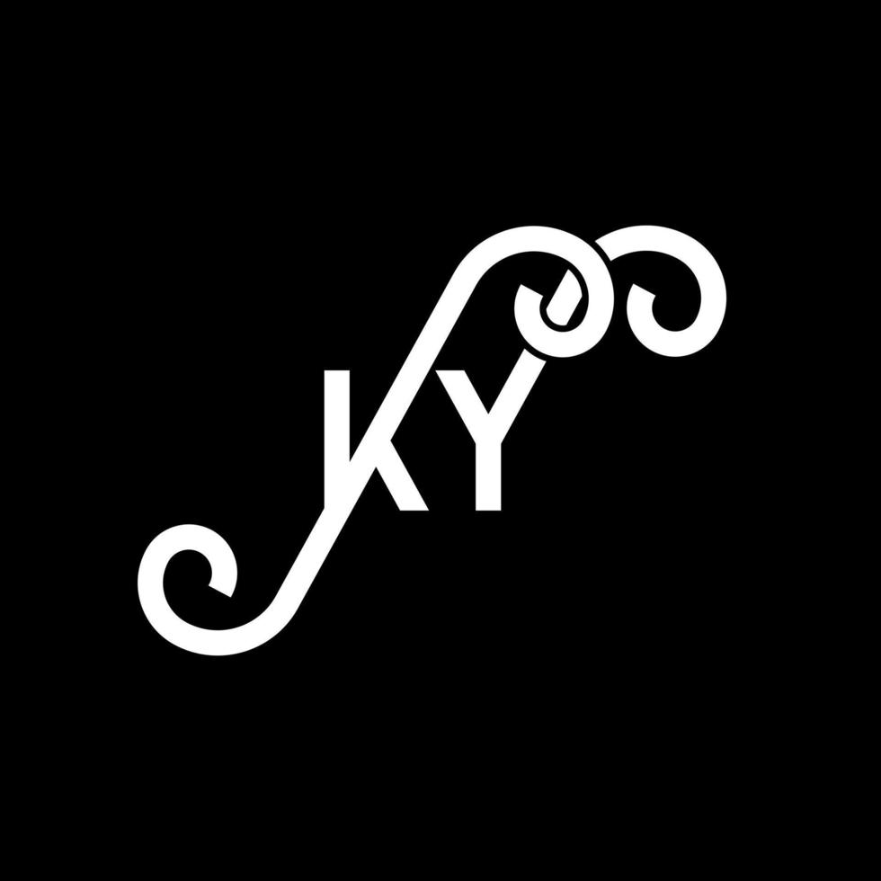 diseño del logotipo de la letra ky sobre fondo negro. concepto creativo del logotipo de la letra de las iniciales ky. diseño de letras ky. ky diseño de letras blancas sobre fondo negro. ky, logotipo de ky vector