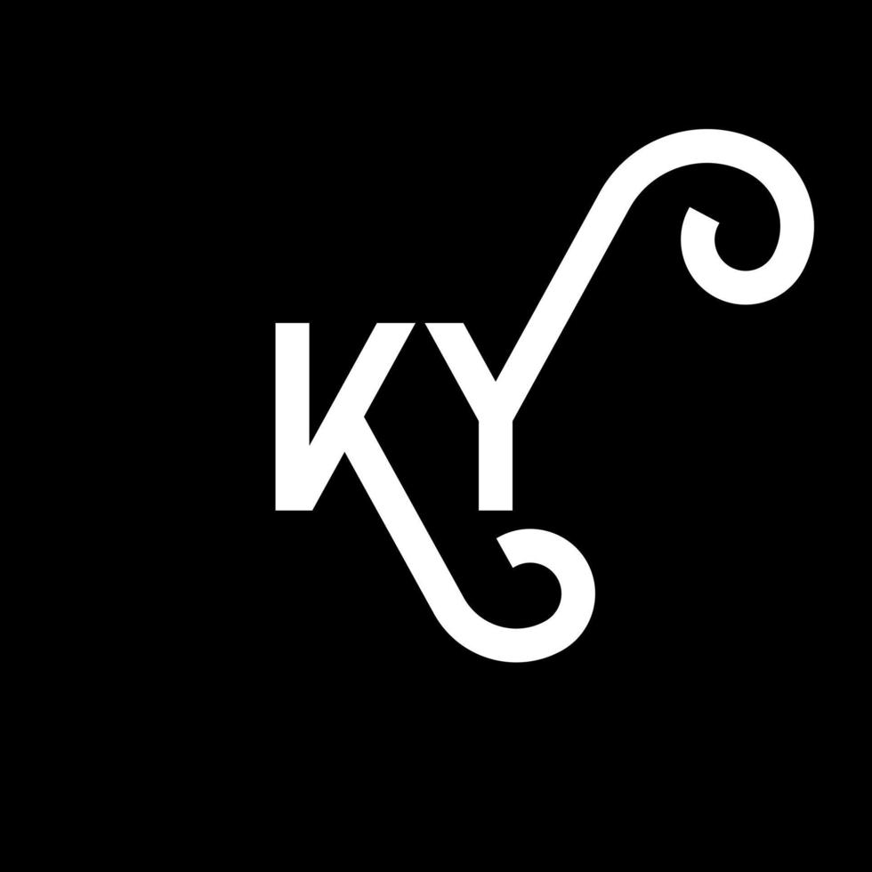 diseño del logotipo de la letra ky sobre fondo negro. concepto creativo del logotipo de la letra de las iniciales ky. diseño de letras ky. ky diseño de letras blancas sobre fondo negro. ky, logotipo de ky vector