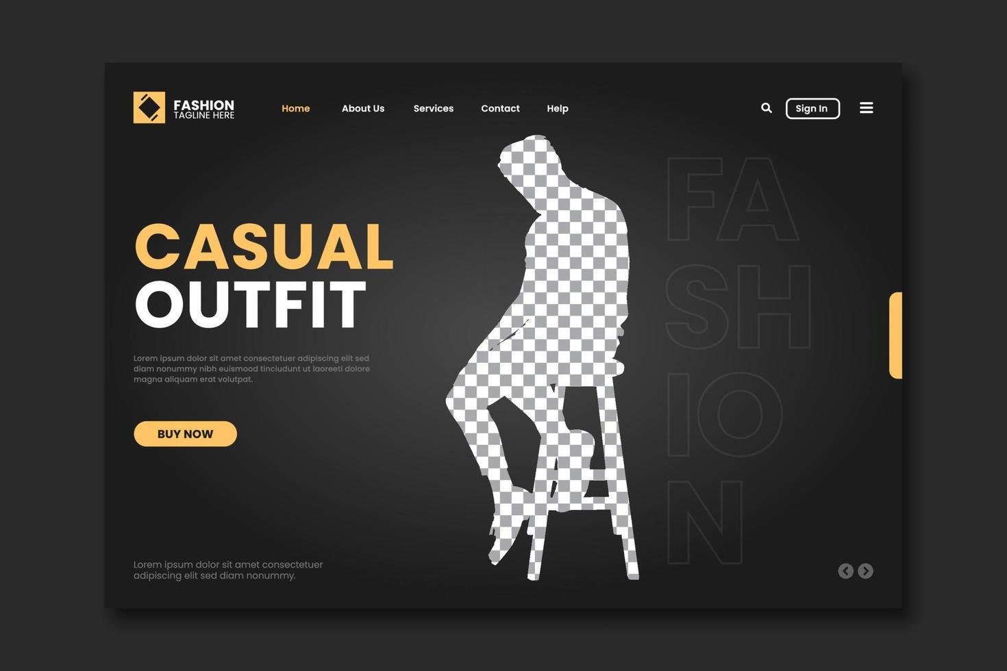 Casual outfit landing page template vector