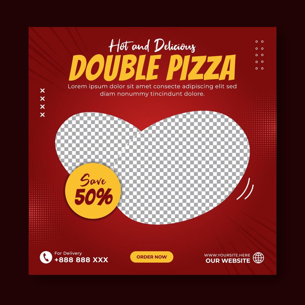 Double pizza social media promotion and instagram template vector