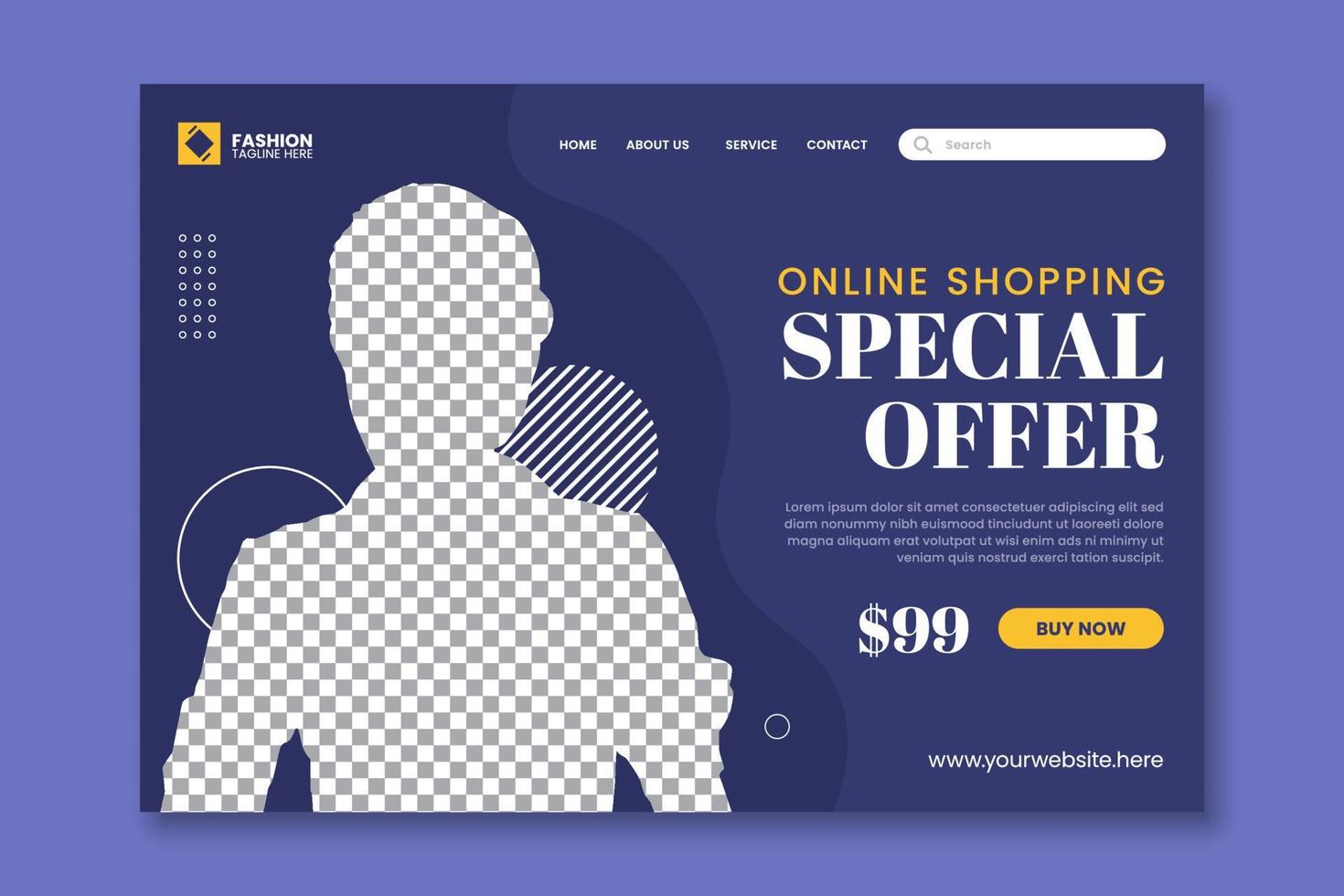 Online shopping landing page template vector