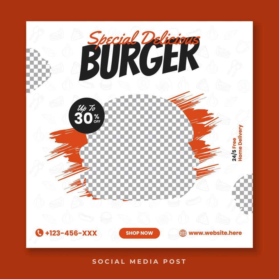 Special delicious burger social media vector