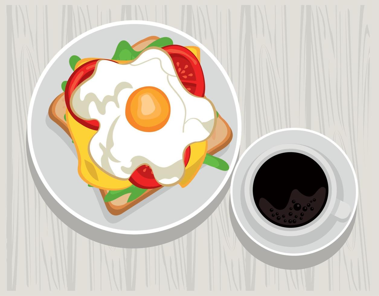 sandwich with egg fried airview vector