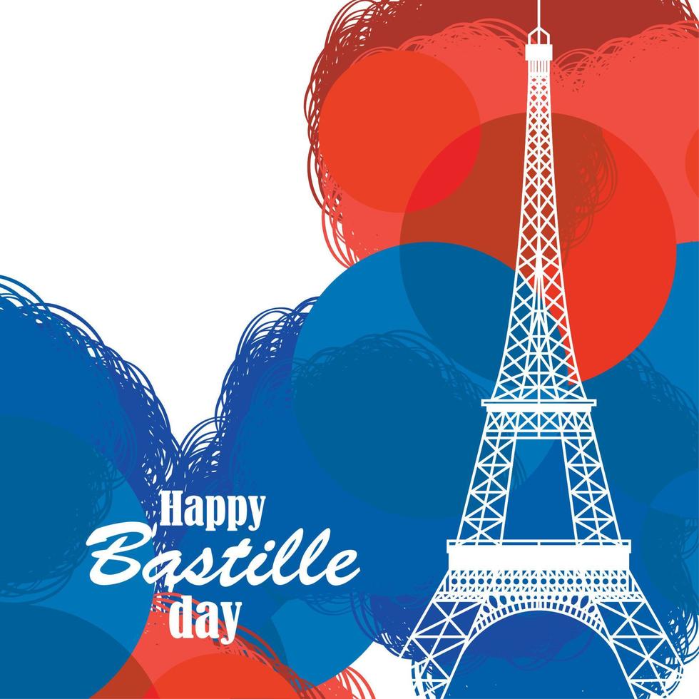 happy bastille day card vector