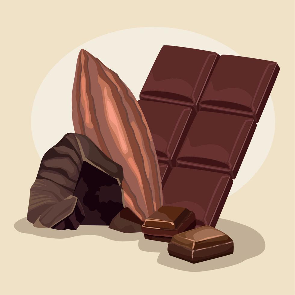 chocolate candies with cacao vector