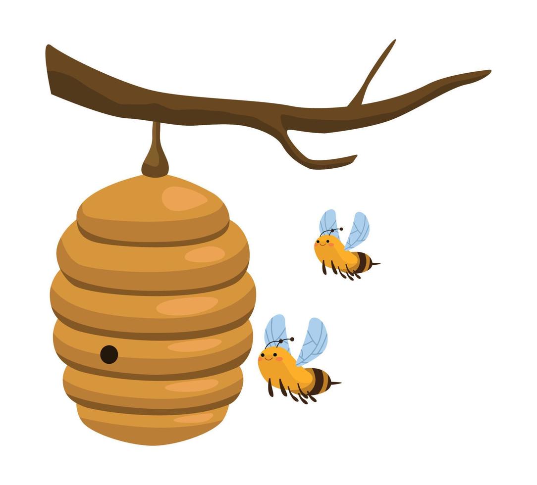 bees on honeycomb vector