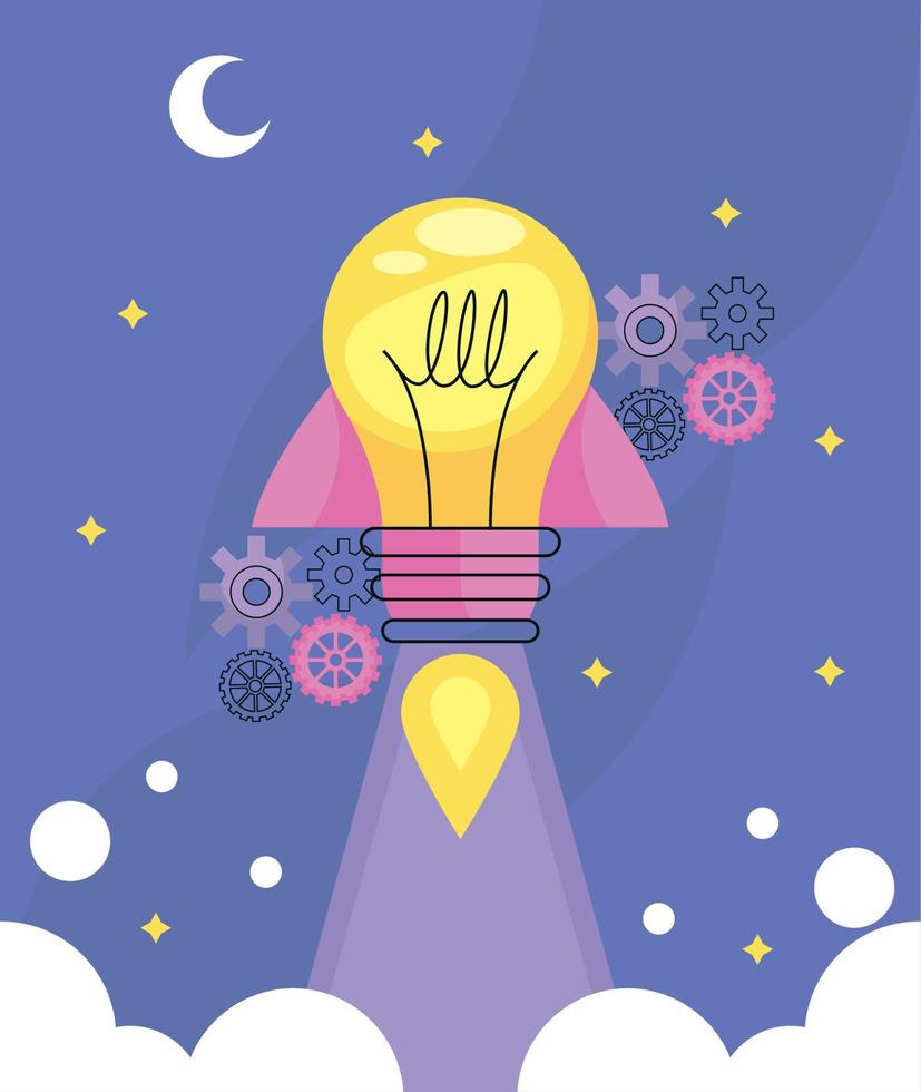 light bulb with gears vector