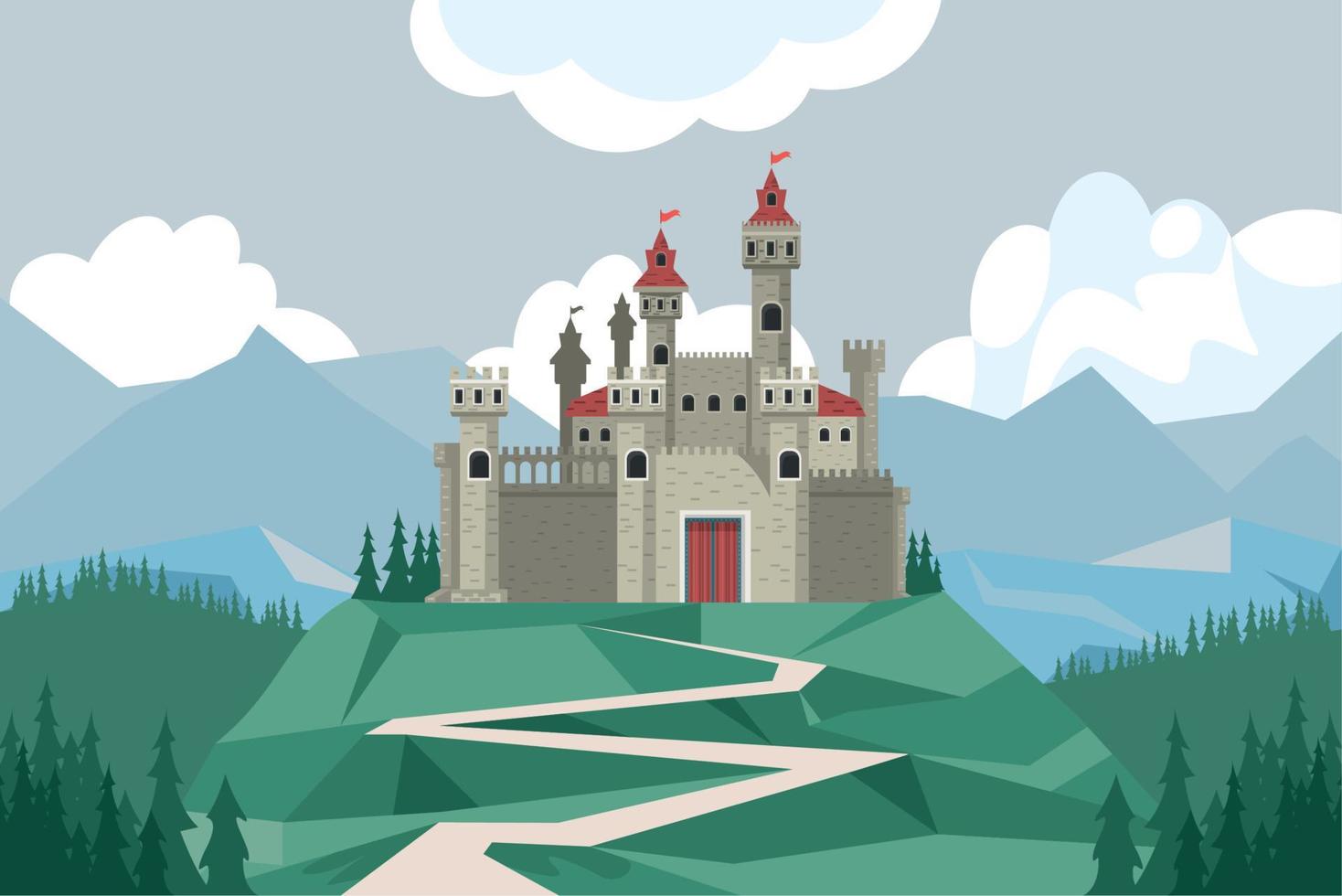 gray castle in landscape vector