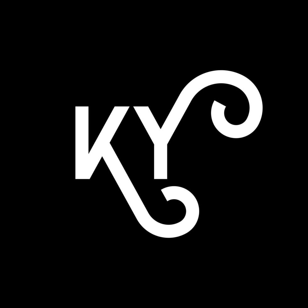 KY letter logo design on black background. KY creative initials letter logo concept. ky letter design. KY white letter design on black background. K Y, k y logo vector