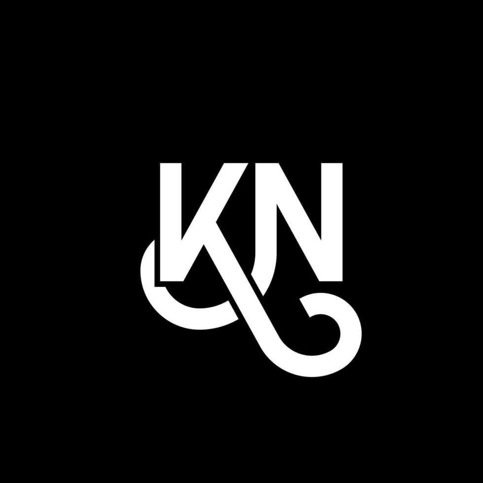 diseño de logotipo de letra kn sobre fondo negro. concepto de logotipo de letra de iniciales creativas kn. diseño de letras kn. kn diseño de letras blancas sobre fondo negro. kn, logotipo de kn vector