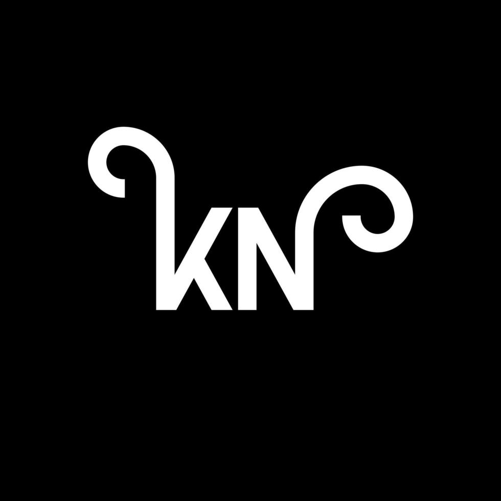 diseño de logotipo de letra kn sobre fondo negro. concepto de logotipo de letra de iniciales creativas kn. diseño de letras kn. kn diseño de letras blancas sobre fondo negro. kn, logotipo de kn vector