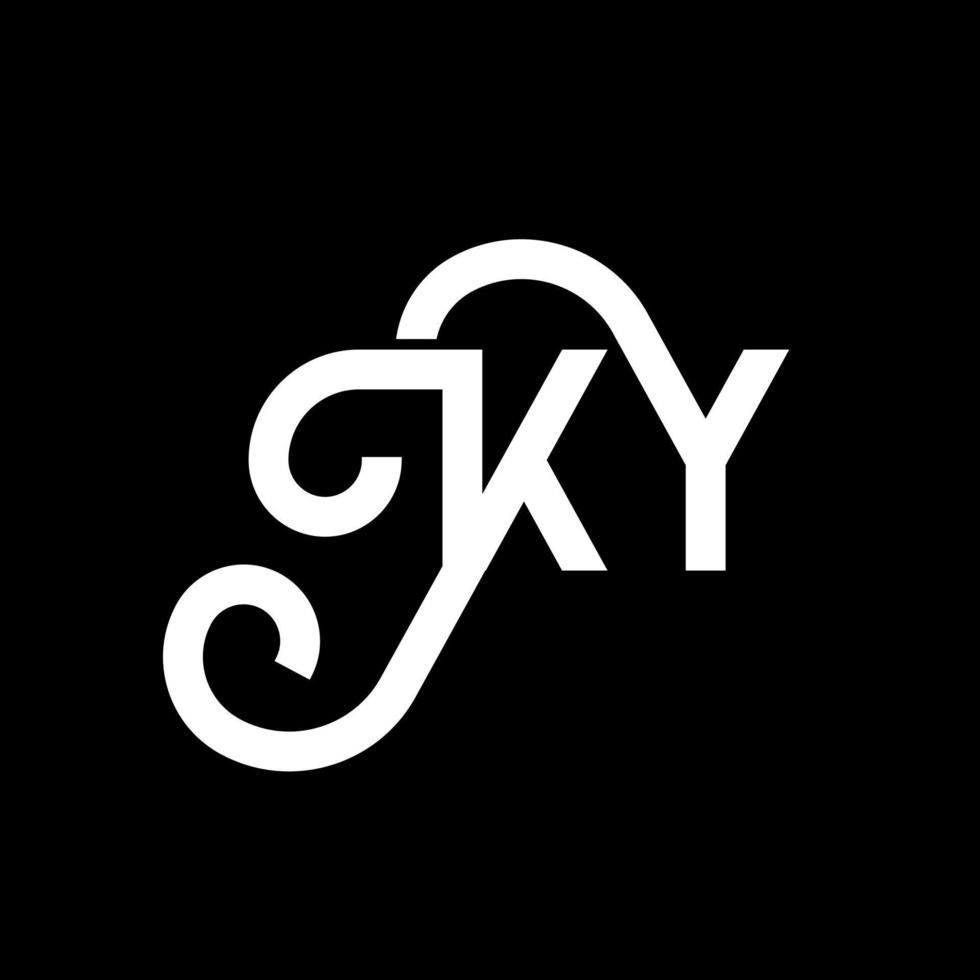 diseño del logotipo de la letra ky sobre fondo negro. concepto creativo del logotipo de la letra de las iniciales ky. diseño de letras ky. ky diseño de letras blancas sobre fondo negro. ky, logotipo de ky vector