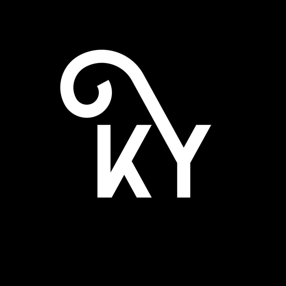 diseño del logotipo de la letra ky sobre fondo negro. concepto creativo del logotipo de la letra de las iniciales ky. diseño de letras ky. ky diseño de letras blancas sobre fondo negro. ky, logotipo de ky vector