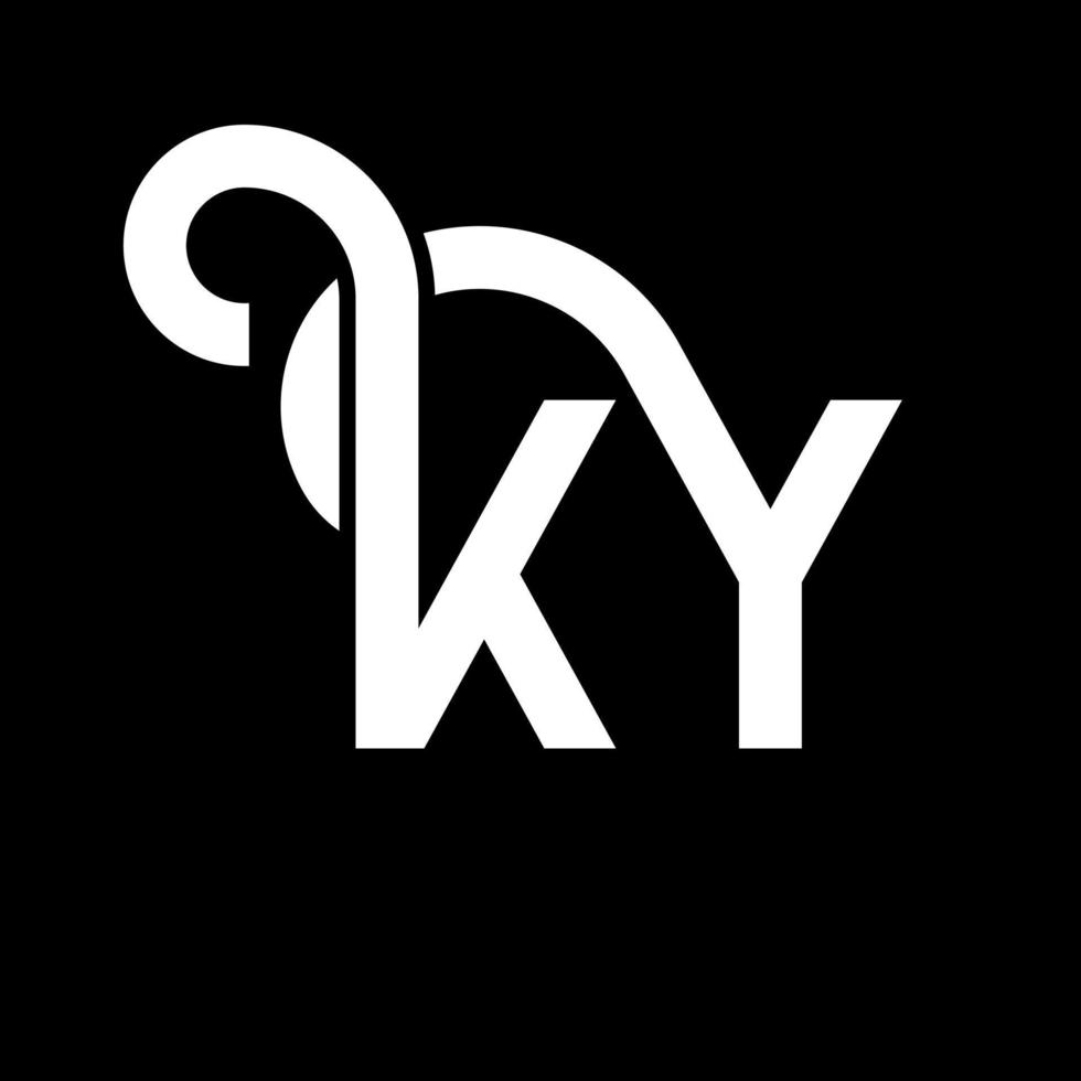 diseño del logotipo de la letra ky sobre fondo negro. concepto creativo del logotipo de la letra de las iniciales ky. diseño de letras ky. ky diseño de letras blancas sobre fondo negro. ky, logotipo de ky vector