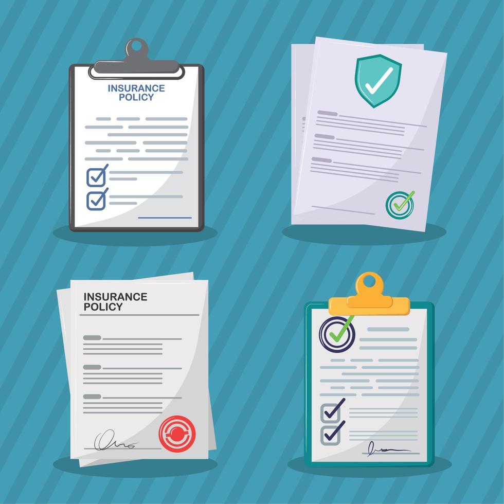 insurance policies icons vector