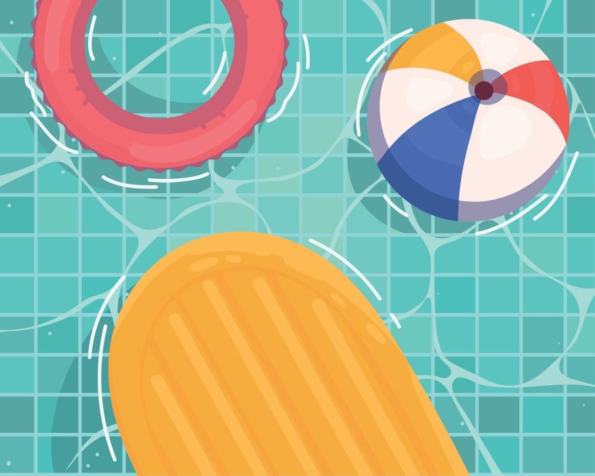 summer pool and floats vector