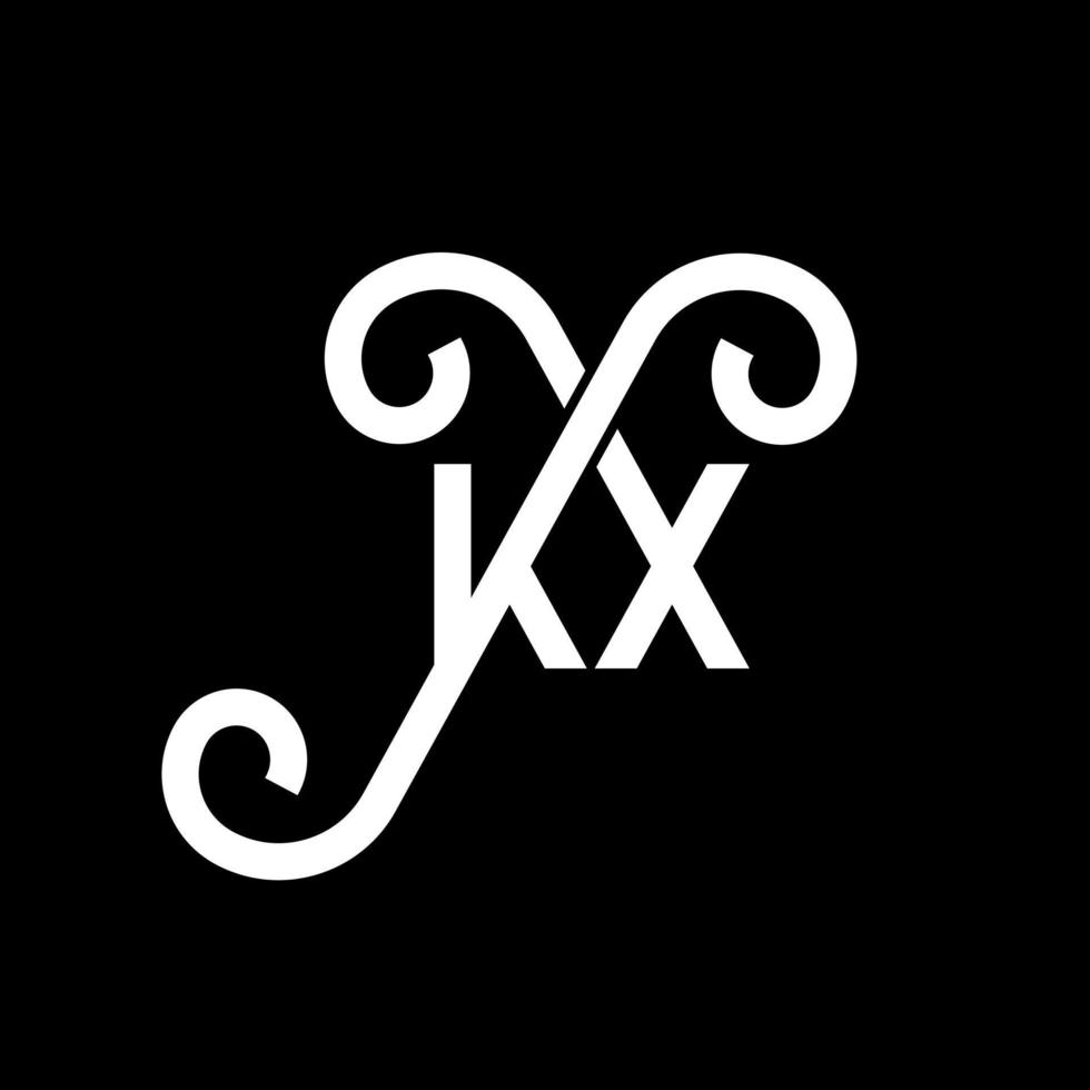 diseño del logotipo de la letra kx sobre fondo negro. concepto de logotipo de letra de iniciales creativas kx. diseño de letras kx. kx diseño de letras blancas sobre fondo negro. logotipo de kx, kx vector