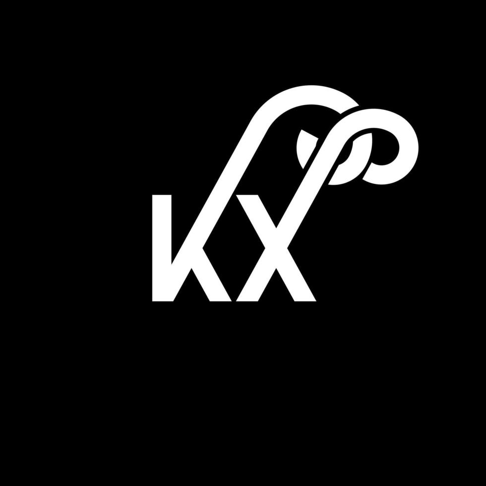 diseño del logotipo de la letra kx sobre fondo negro. concepto de logotipo de letra de iniciales creativas kx. diseño de letras kx. kx diseño de letras blancas sobre fondo negro. logotipo de kx, kx vector