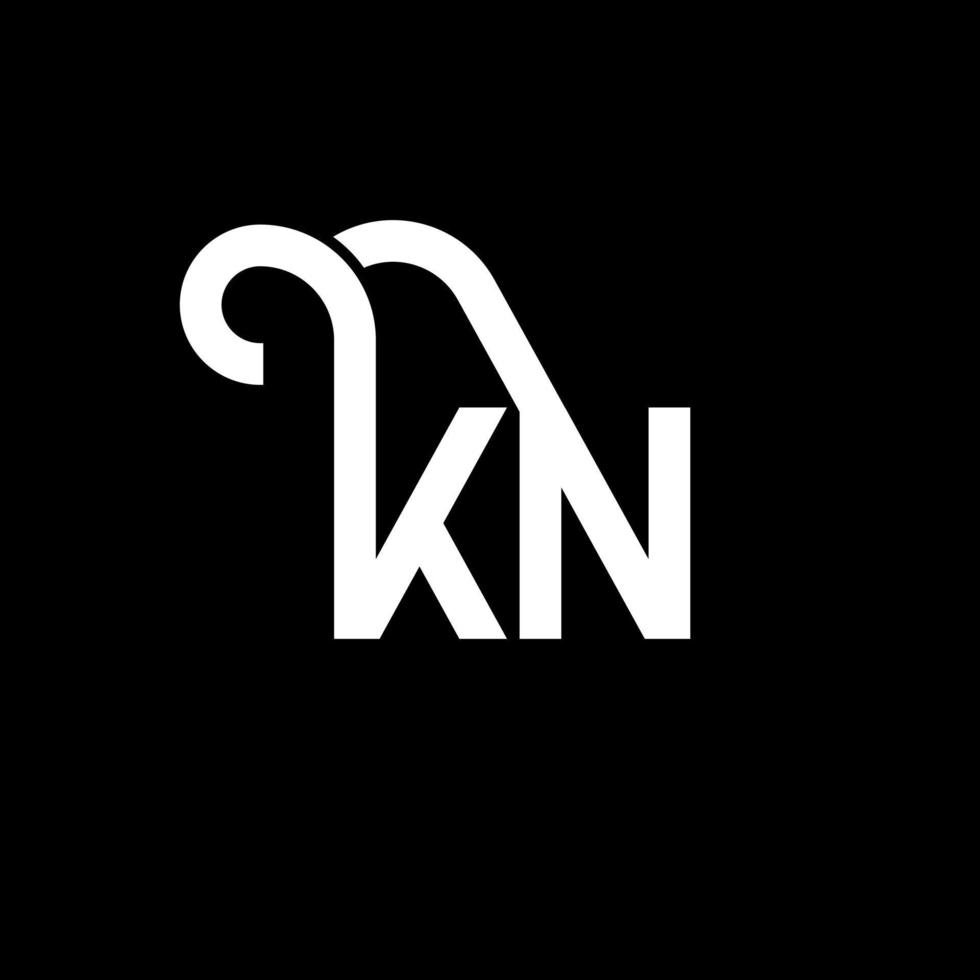 diseño de logotipo de letra kn sobre fondo negro. concepto de logotipo de letra de iniciales creativas kn. diseño de letras kn. kn diseño de letras blancas sobre fondo negro. kn, logotipo de kn vector