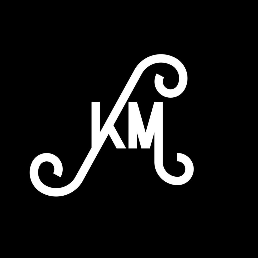 diseño de logotipo de letra km sobre fondo negro. concepto de logotipo de letra de iniciales creativas km. diseño de letras km. km diseño de letras blancas sobre fondo negro. km, logotipo de km vector