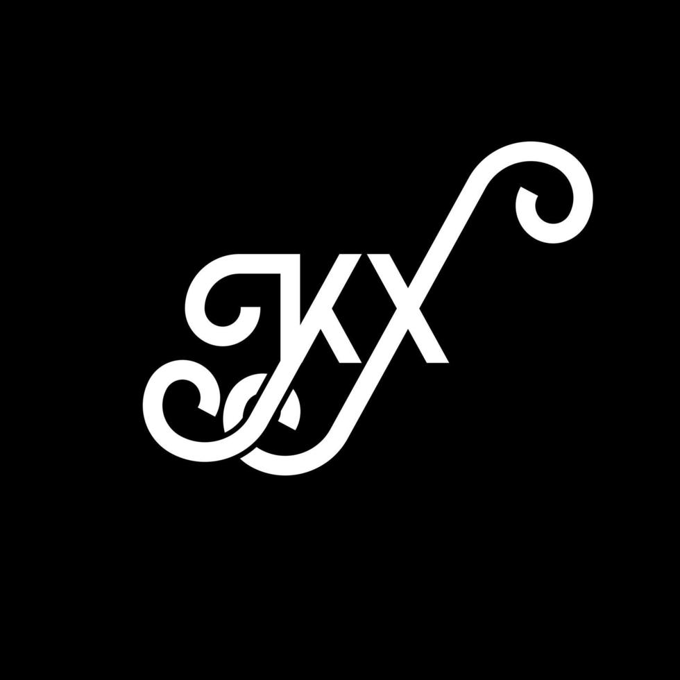 diseño del logotipo de la letra kx sobre fondo negro. concepto de logotipo de letra de iniciales creativas kx. diseño de letras kx. kx diseño de letras blancas sobre fondo negro. logotipo de kx, kx vector