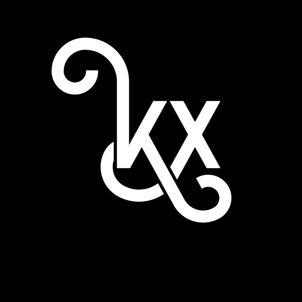 diseño del logotipo de la letra kx sobre fondo negro. concepto de logotipo de letra de iniciales creativas kx. diseño de letras kx. kx diseño de letras blancas sobre fondo negro. logotipo de kx, kx vector