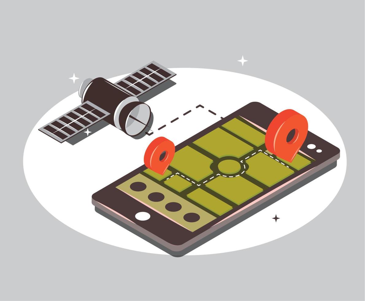 gps navigation and satellite vector