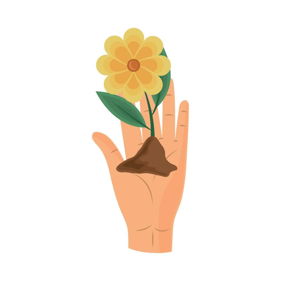 mano sosteniendo una flor vector