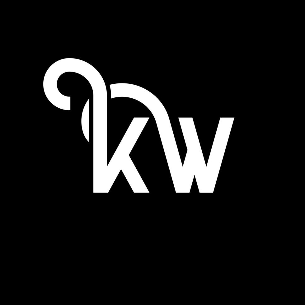 diseño de logotipo de letra kw sobre fondo negro. concepto de logotipo de letra de iniciales creativas kw. diseño de letra kw. kw diseño de letras blancas sobre fondo negro. logotipo de kw, kw vector