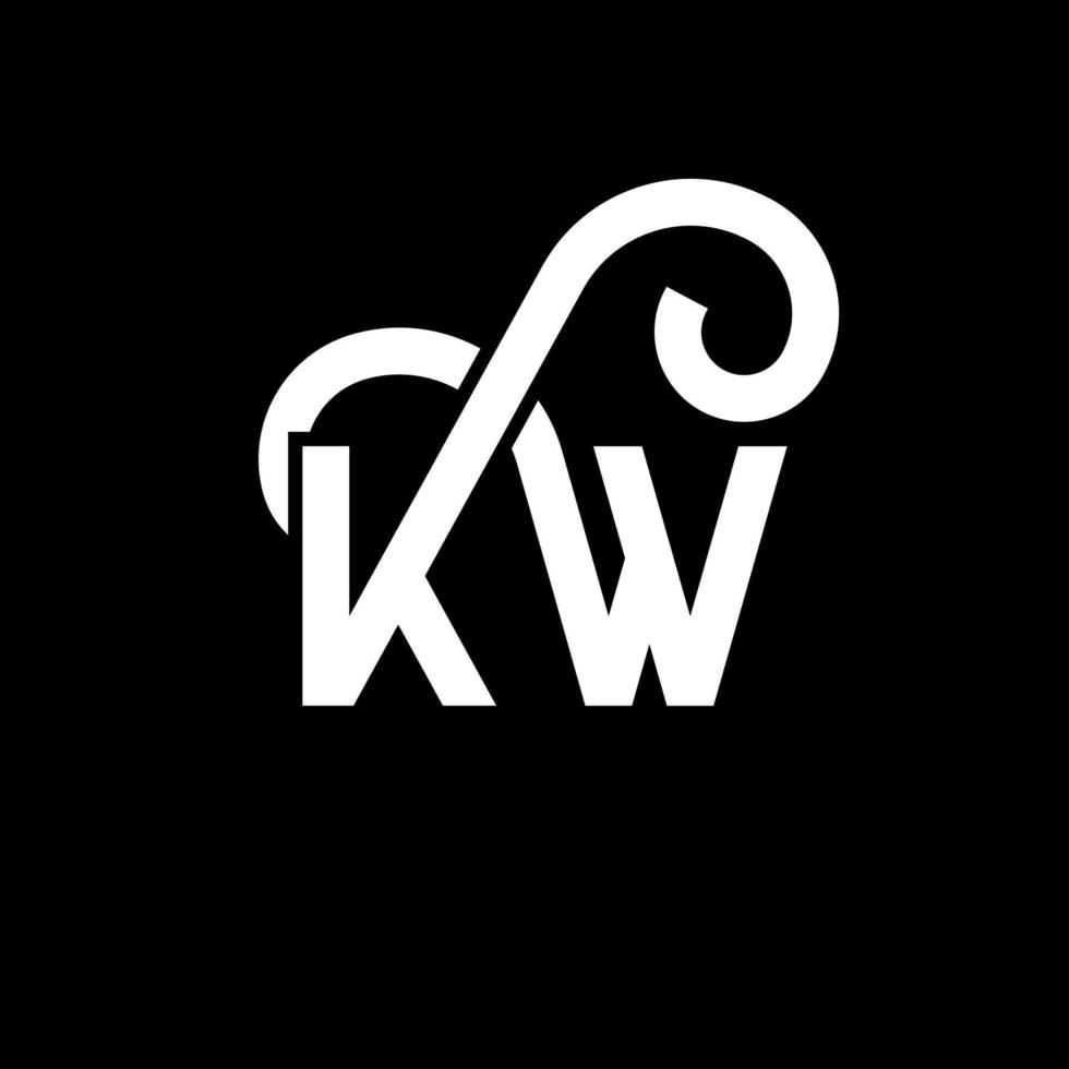 diseño de logotipo de letra kw sobre fondo negro. concepto de logotipo de letra de iniciales creativas kw. diseño de letra kw. kw diseño de letras blancas sobre fondo negro. logotipo de kw, kw vector